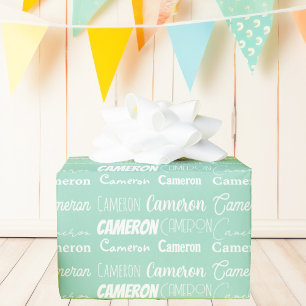 Seafoam Mint Grönt Birthday Personlig Namn Presentpapper