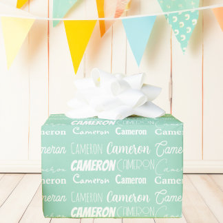 Seafoam Mint Grönt Birthday Personlig Namn Presentpapper