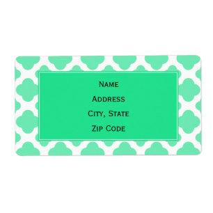 Seafoam Mint Grönt Quatrefoil Mönster Fraktsedel