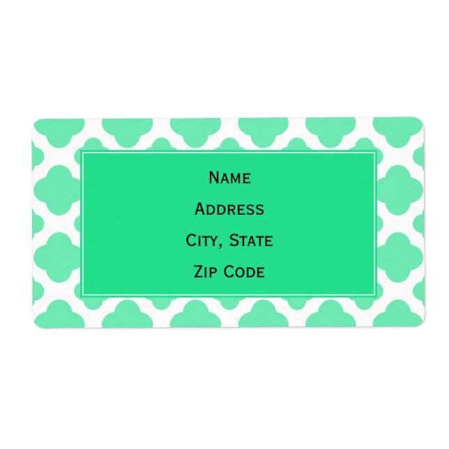 Seafoam Mint Grönt Quatrefoil Mönster Fraktsedel (Framsidan)