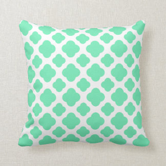 Seafoam Mint Grönt Quatrefoil Mönster Kudde