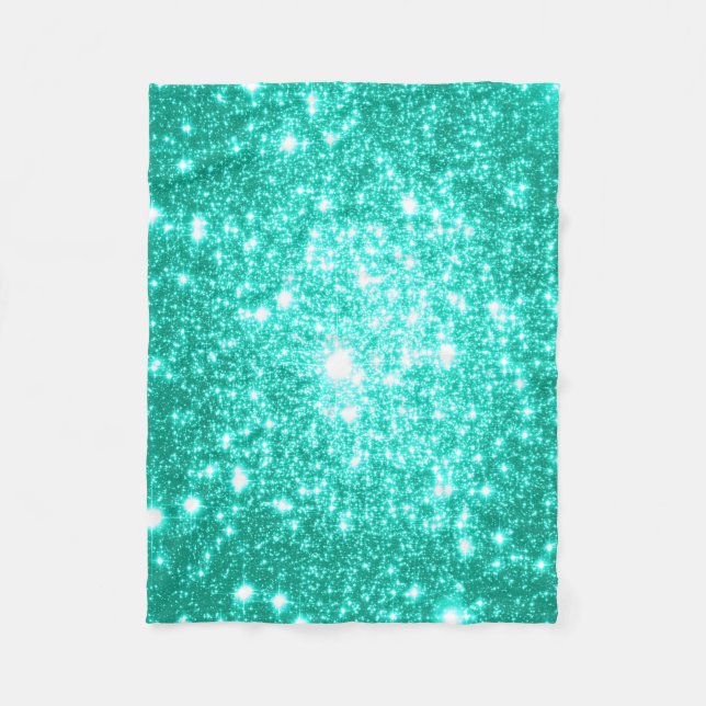 Seafoam Mint Grönt Stars Fleece Blanket (Framsidan)