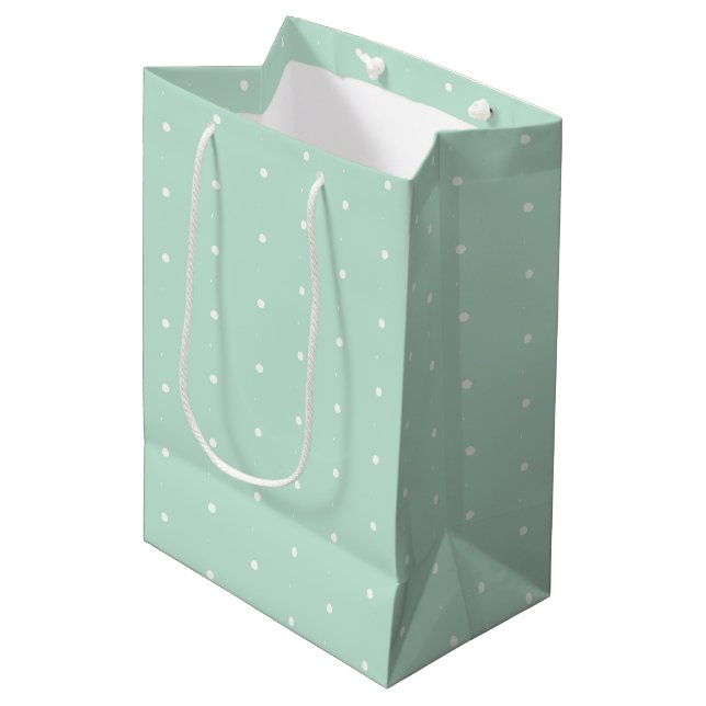 Seafoam mint vit liten polka dots mönster-present (Framsidan Vinklad)