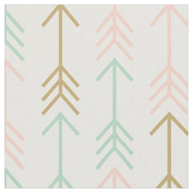 Seafoam Peach- och Guld-pilar Tyg (Närbild)
