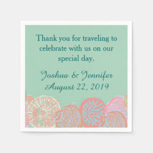 Seafoam Seashells Beach Wedding Pappersservett
