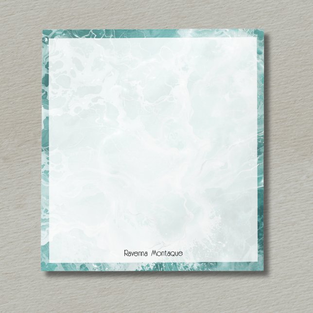 Seafoam Silver Border Elegant Custom Script Name Anteckningsblock (Skapare uppladdad)