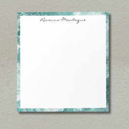 Seafoam Silver Border Elegant Custom Script Name Anteckningsblock