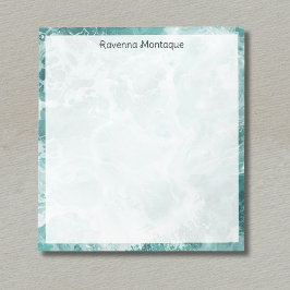 Seafoam Silver Border Elegant Custom Script Name Anteckningsblock