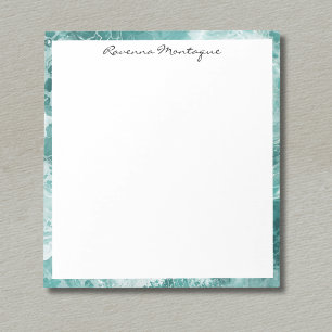 Seafoam Silver Kant Elegant Anpassad Skript Namn Anteckningsblock