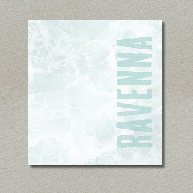 Seafoam Silver Opacity Elegant Custom Script Name Anteckningsblock (Skapare uppladdad)