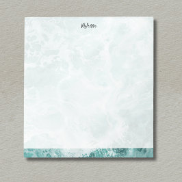 Seafoam Silver Striped Elegant Custom Script Name Anteckningsblock