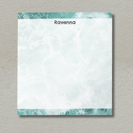 Seafoam Silver Striped Elegant Custom Script Name Anteckningsblock