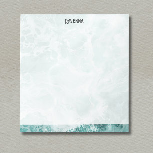 Seafoam Silverrandig Elegant Anpassad Skript Namn Anteckningsblock