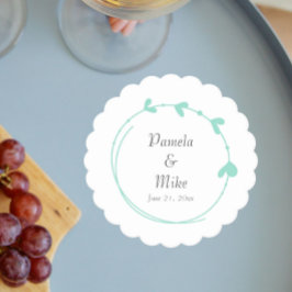 Seafoam Simple Hjärtkrans Bröllop Underlägg Papper