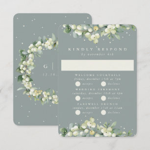 Seafoam Snowberry+Eucalyptus Bröllop Multi-Event OSA Kort