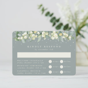 Seafoam Snowberry+Eucalyptus Bröllop Multi-Event OSA Kort