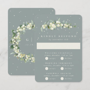 Seafoam Snowberry+Eucalyptus Bröllop Multi-Event OSA Kort