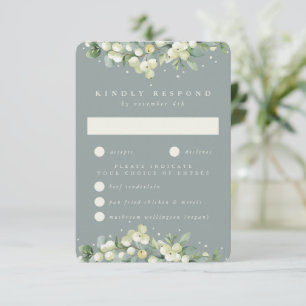 Seafoam Snowberry+Eucalyptus Edged Bröllop OSA Kort