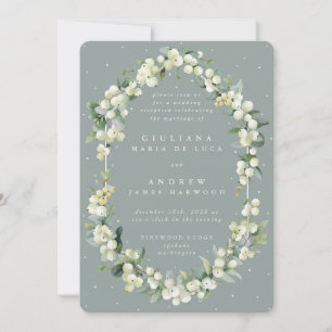 Seafoam Snowberry+Eucalyptus Reception Inbjudningar