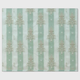 Seafoam Stiped Velvet-Look Diamond Trees Presentpapper