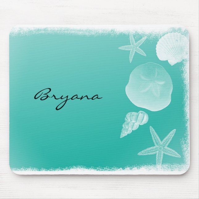 Seafoam Teal Beach Ocean Snäckors Mouse Pad Musmatta (Framsidan)