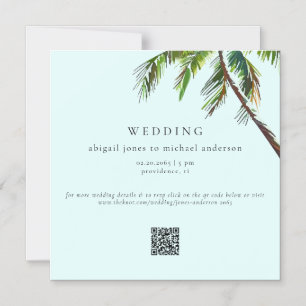 Seafoam Tropical Handflatan Träd Modern Beach Wedd Magnetisk Inbjudningskort