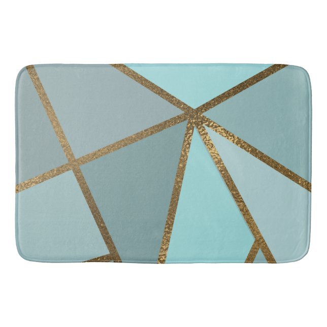 Seafoam Turcos Grönt Blue & Bronze Geometric Badrumsmatta (Framsidan)