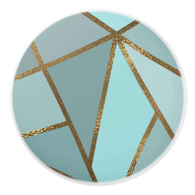 Seafoam Turcos Grönt Blue & Bronze Geometric Knopp (Framsidan)