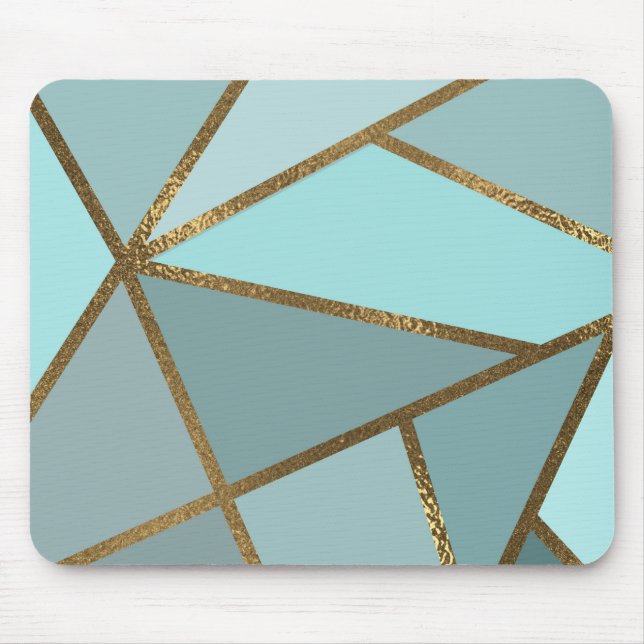 Seafoam Turcos Grönt Blue & Bronze Geometric Mo Musmatta (Framsidan)