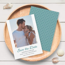 Seafoam Vågar Photo Save Date Card