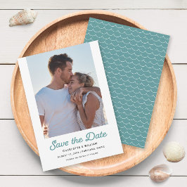 Seafoam Vågar Photo Save Date Card Spara Datumet
