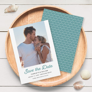 Seafoam Vågar Photo Save Date Card Spara Datumet