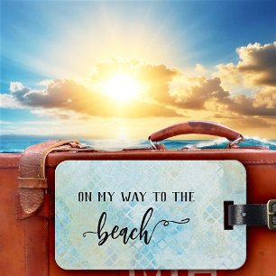 Seafoam Watercolor Beach Mönster Luggage Tag Bagagebricka