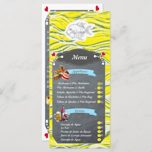 Seafood and Fish Restaurant Menu Meny (Fram/baksida)