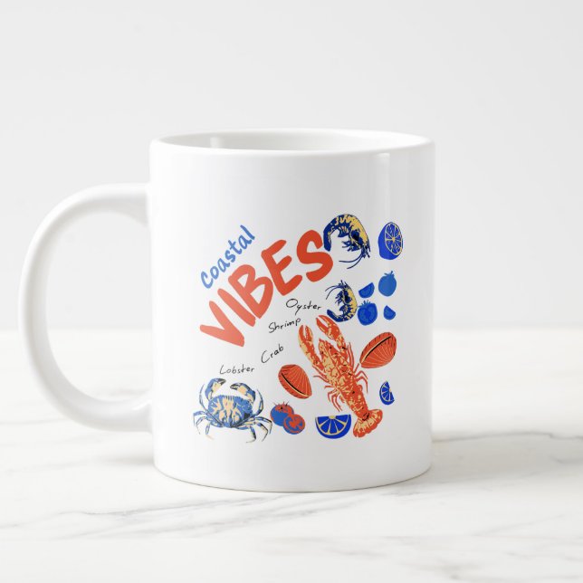 Seafood Beach Fisherman Ocean Tropical Quote  Jumbo Mugg (Vänster)