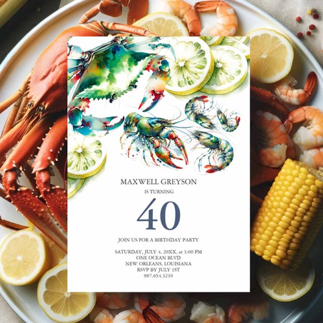 Seafood Boil 40:e födelsedagsinbjudan Inbjudningar (Skapare uppladdad)