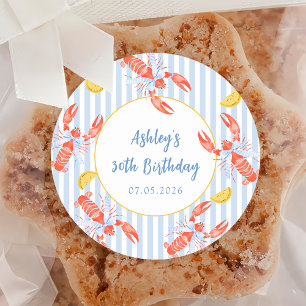 Seafood Boil Lobster Bake Birthday Sticker Runt Klistermärke