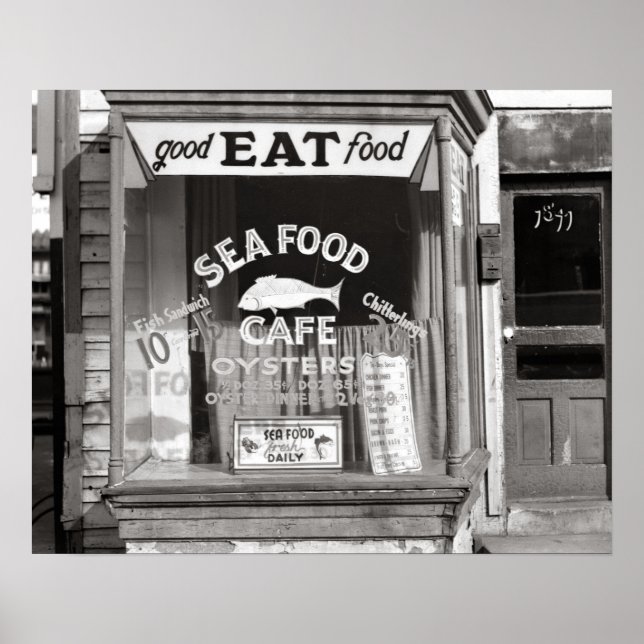 Seafood Cafe, 1937. Vintage Photo Poster (Framsidan)