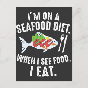 Seafood Diet Funny Sea Food Joke Vykort