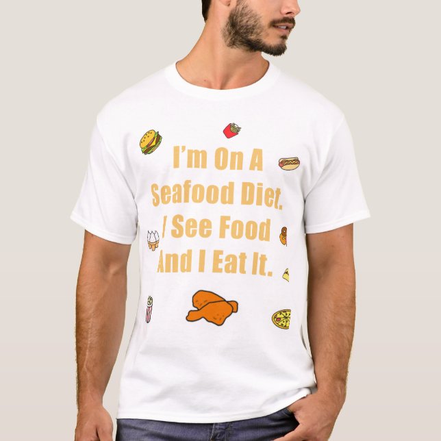 Seafood Diet - vit T Shirt (Framsida)