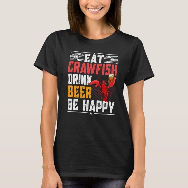 Seafood Eat Kräftor Drink Bebe Lycklig Retro Caj T Shirt (Framsida)