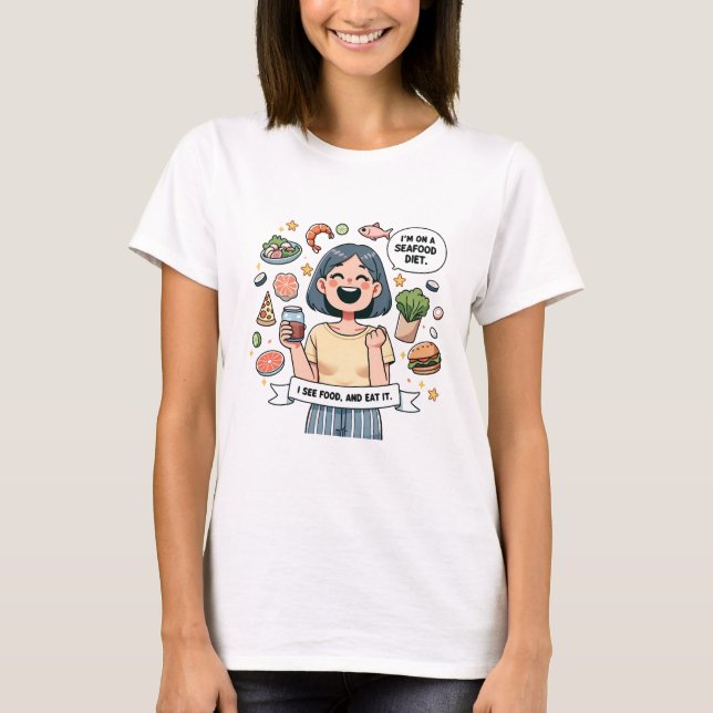  "Seafood Feast – See Food, Eat Food"woman t shirt (Framsida)
