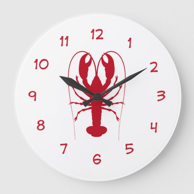 Seafood Kitchen Lobster Clock Stor Klocka (Framsida)