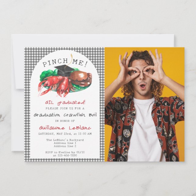 Seafood Kräftor Boil Pinch Me! Funny Studenten Inbjudningar (Framsida)