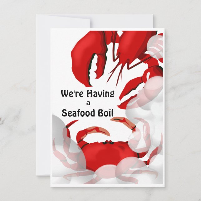 Seafood Lobster Crab Middagsinbjudan Inbjudningar (Framsida)