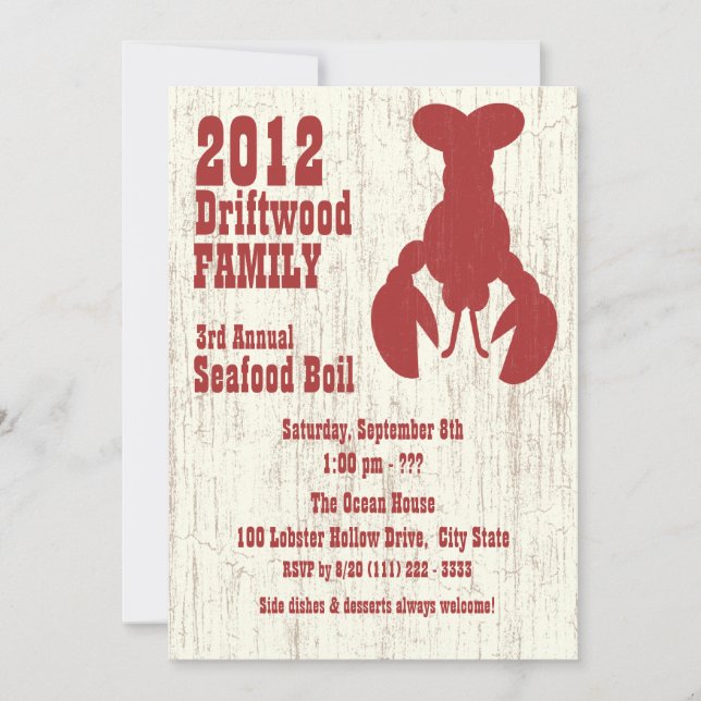 Seafood Lobster Red Inbjudningar (Framsida)