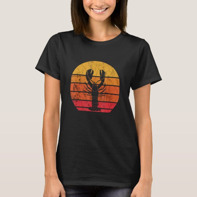 Seafood Lobster Retro Sunset Red Lobster Cajun Foo T Shirt (Framsida)