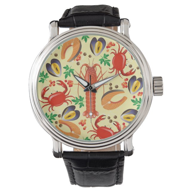 Seafood Mönster Armbandsur (Framsida)