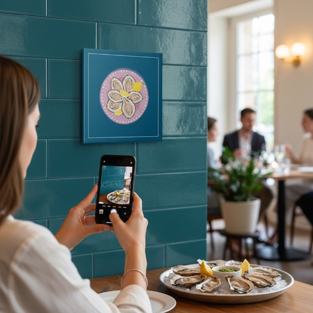 Seafood Oyster Platter Lemon Design Kakelplatta (Skapare uppladdad)