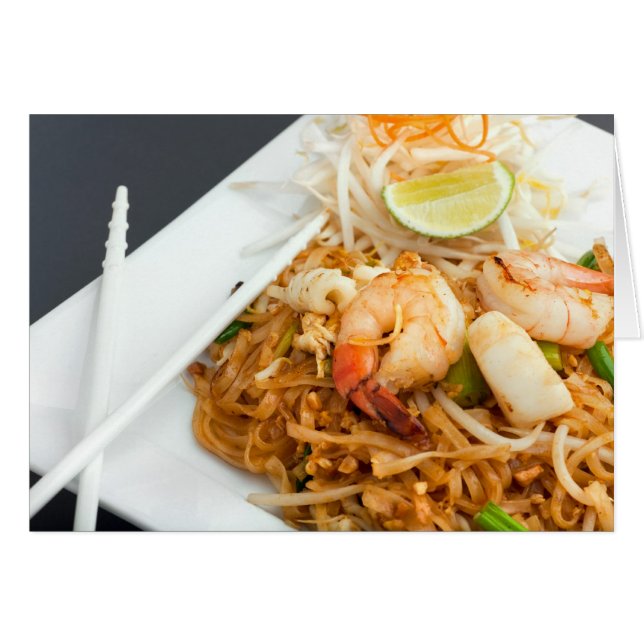 Seafood Pad Thai Fried Ris Noodles OBS Kort (Framsidan Horizontal)